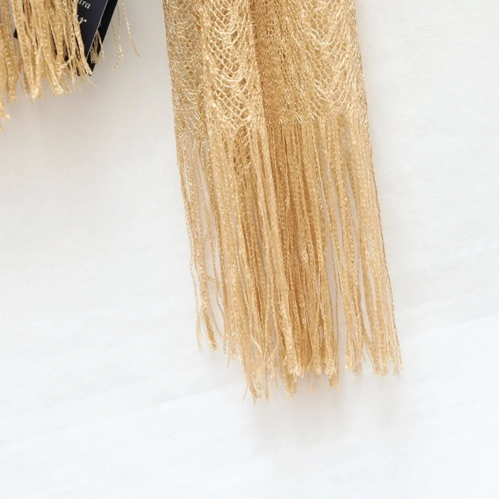 NWT Manifattura Almar scarf Made in Italy golden knit crochet metallic thread - Picture 7 of 7